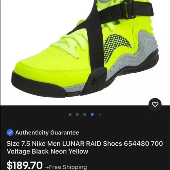 Nike ‘LUNAR RAID’ Volt Men Sneakers Size 10